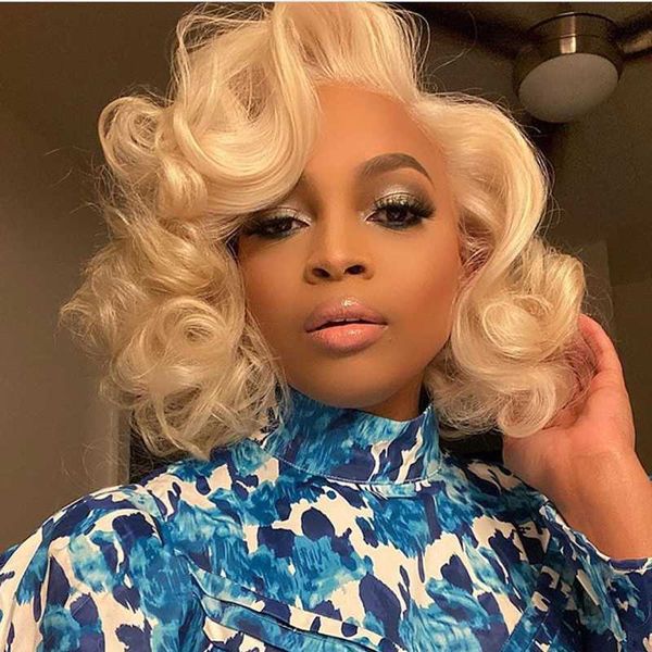 

613 lace front human hair wigs body wave virgin glueless honey blonde bleached knot pre plucked full lace wig with baby hair, Black;brown