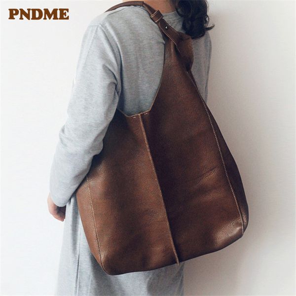 

fashion large-capacity genuine leather women's shoulder bag retro handmade soft real cowhide handbag with inner bag mother