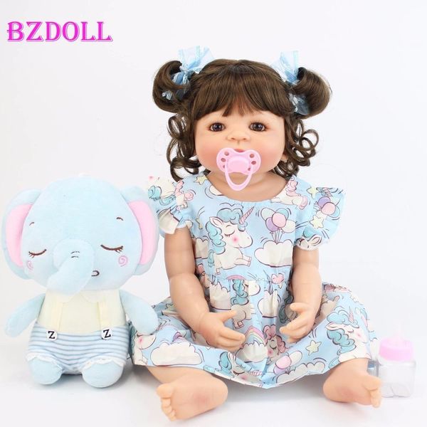 

55cm full silicone vinyl body reborn doll bebe toy for girl bonecas newborn princess babies bathe toy lovely birthday gift y200413