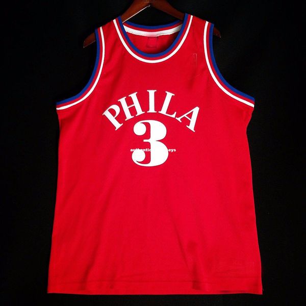 

100% stitched allen iverson #3 red wholesale sewn hwc jersey mens vest size xs-6xl stitched basketball jerseys ncaa, Black;blue