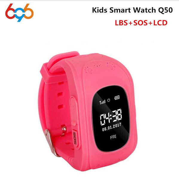 

q50 kids smart watch with lbs positioning lcd color display multiple languages kids smartwatch with sos button for help, Slivery;brown