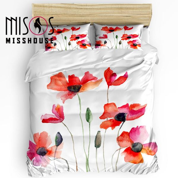 Misshouse Bedding Sets Poppy Flowers Home Textile Duvet Cover Set Comforter Pillowcases Funky Covers Velvet From Partter