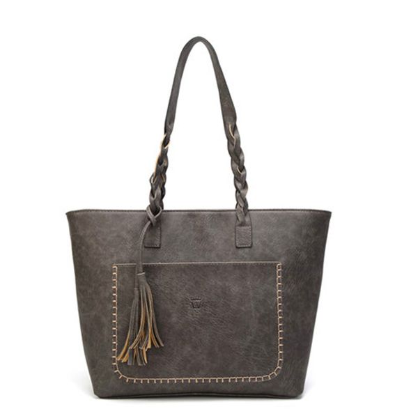 

drop shipping vintage pu tassel women shoulder bags female retro daily causal totes lady elegant shopping handbag handle bag