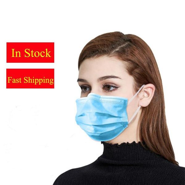 

in stock dhl fast disposable face mask quality assurance meltblown mouth mascherine face masks nonwove 3 layer ply anti-dust