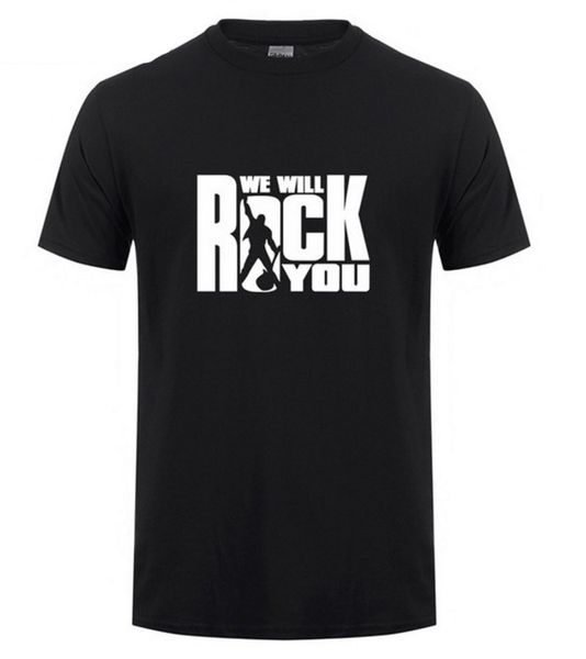 

2017 summer queen we will rock you t shirt men cool printed rock band t-shirt short sleeve cotton roll, White;black