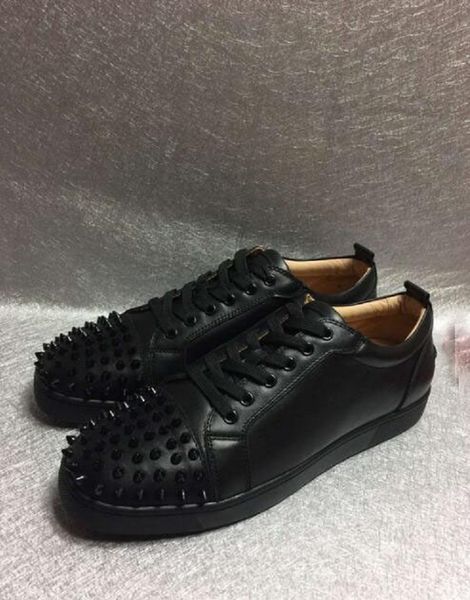 

with box]size 35-46 men women red bottom sneakers in classic black leather, lowsneaker fall/winter fashion casual walking leisure
