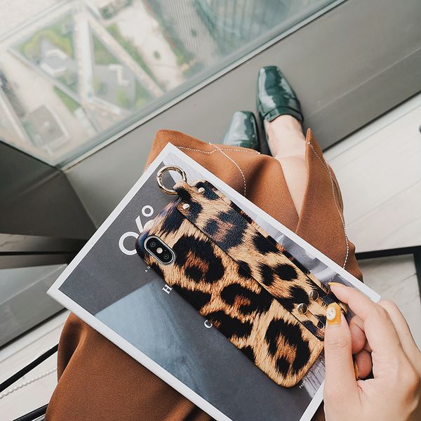 

Дизайнер телефон чехлы мода леопардовый принт ПК телефон чехол с ремешком роскош