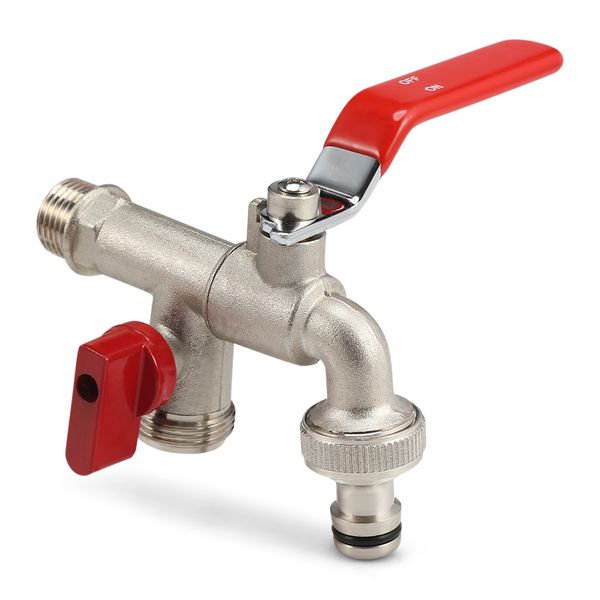 

double-valve 90 degree water tap 1/2'' brass faucet for home outdoor garden