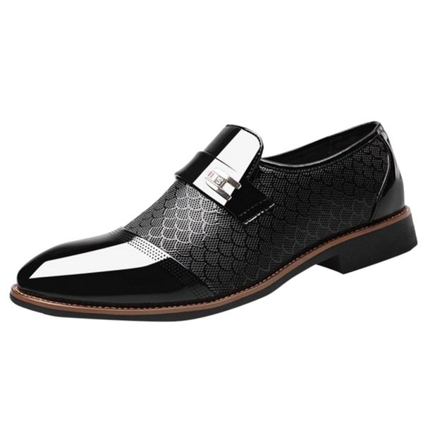 

leather oxford business men shoes pointed toe slip-on formal shoes men pointed toe dress for wedding size 39-47, Black