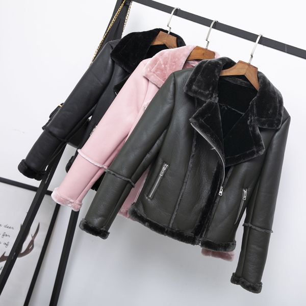 

leather jacket 2018 women's new year design pu leather jacket soft coat smd, Black