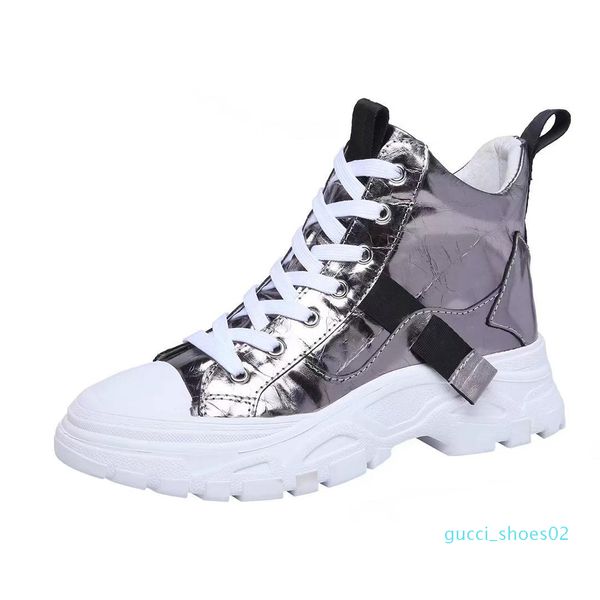 

italy designer shoes genuine leather flat casual shoes runner runing women high help sneakers trainers size 35-40 original packaging g02, Black