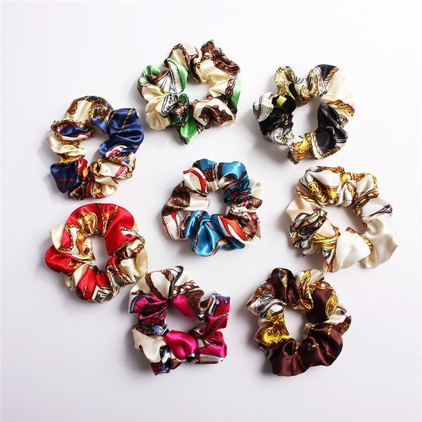 

scrunchies headwear large intestine hair ties ropes elastic print hairbands girls ponytail holder trendy hair accessories wholesale mfj634, Slivery;white