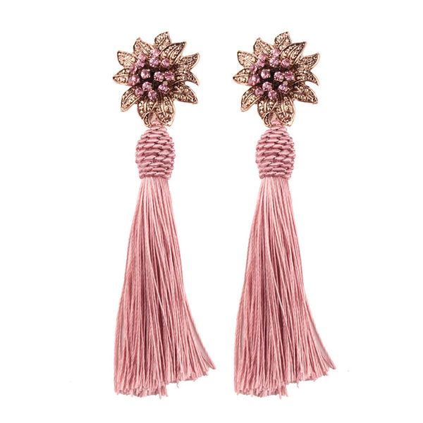 

6 colors women flower colorful tassel statement earrings for women wedding party charm good quality fashion drop dangle earrings, Silver