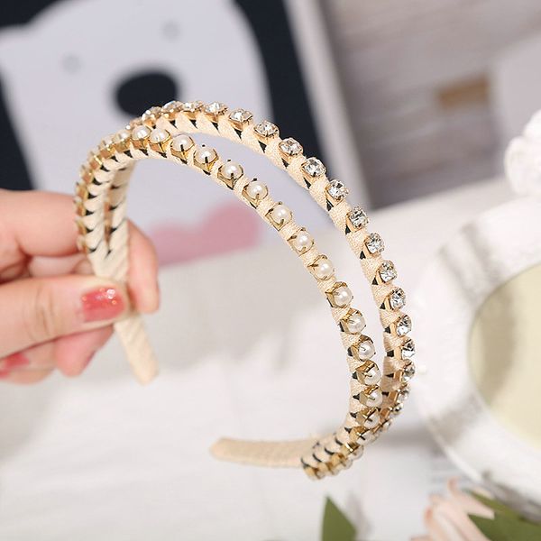 

hair cutting style for female with pearl rhinestone ribbon headband hairbands baby girl hair bands qnnys, Black;brown