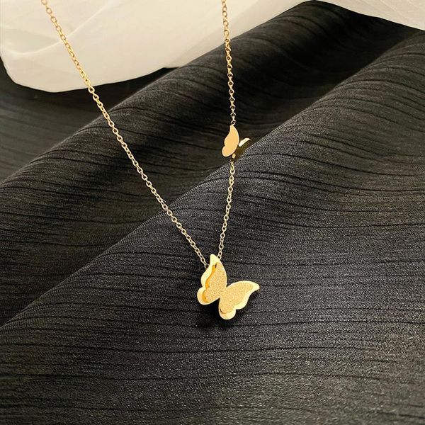 

ustar titanium steel butterfly choker necklaces for women short necklaces party wedding jewelry gifts, Silver