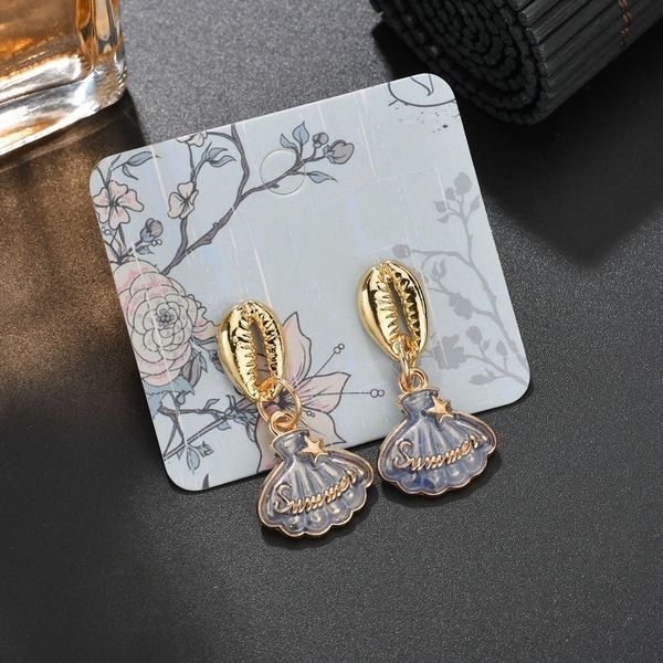 

fashion gold shell earrings female drop oil elegant shape sweet mini letter ladies fashion earrings jewelry girlfriend gift, Golden;silver