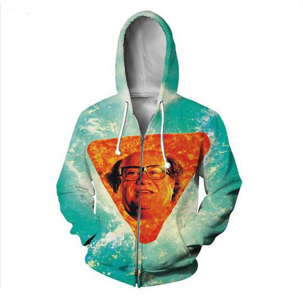 

new fashion zipper hoodie set danny devito in nacho cheese flavor 3d print zip-up hoodies men / women harajuku outfits, Black;brown