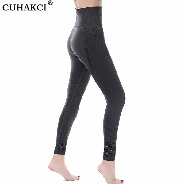 

cuhakci hollow fitness legging breathable women fitness leggings spandex high waist pants punk sporting side stripe jeggings, Black