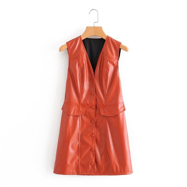 

fashionable new imitation leather vest slim slimming wild vest dress, Black;gray