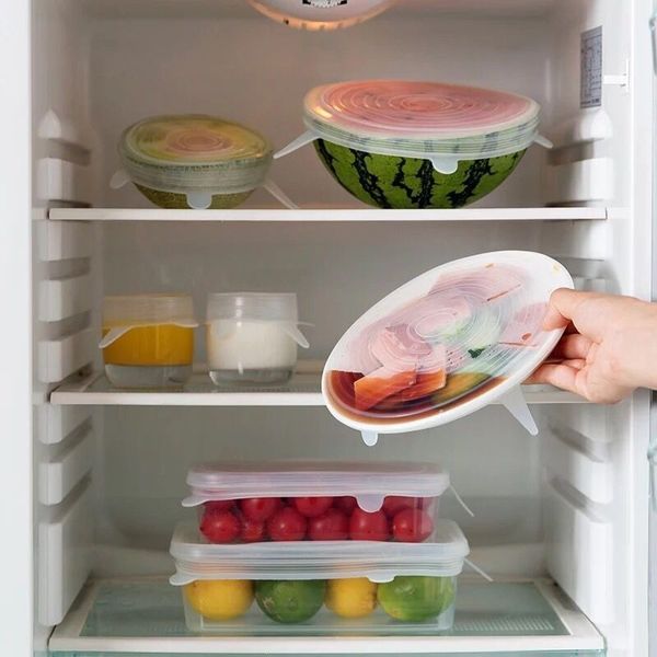 

silica gel six piece fresh-keeping cover multi-functional leak proof film fruit and vegetable fresh-keeping film water cup dust-proof cover