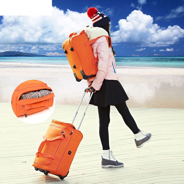 

large-capacity travel bags suitcase with wheels rolling luggage oxford waterproof bag trolley bags/case woman 18/22inch backpack