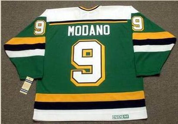 Custom Men Youth women Vintage # 9 MIKE MODANO Minnesota North Stars 1991 CCM Hockey Jersey Taglia S-5XL o personalizzato qualsiasi nome o numero