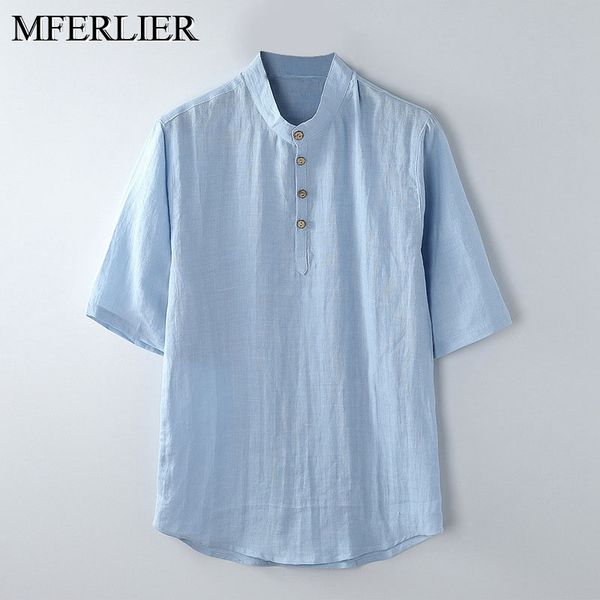 

men's casual shirts summer men shirt 5xl 6xl 7xl bust 148cm cotton linen plus size thin style for, White;black