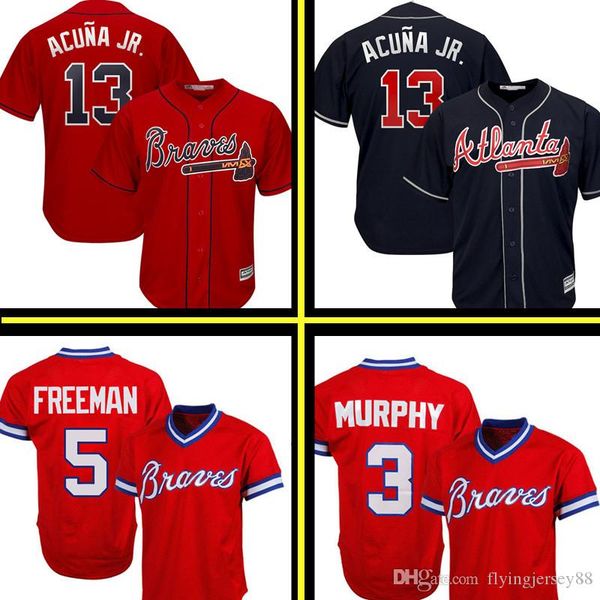 

Men's Cheap Atlanta 2019 Braves Jersey Ronald Acuna Jr. Jr baseball Jerseys Chipper Jones Hank Aaron Freddie Freeman baseball