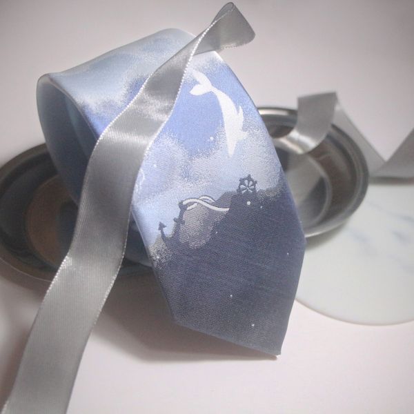

encore original whale fall deep-sea dk/jk uniforms shirt with small things dark lines jacquard tie, Blue;purple