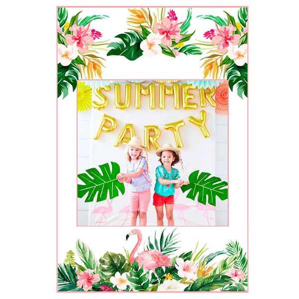 Hawaiian Party Decorations Artificial Flower Banner Balloon Flamingo Party Favors Summer Tropical Supplies Hawaii Decor Cute Party Favors Destination