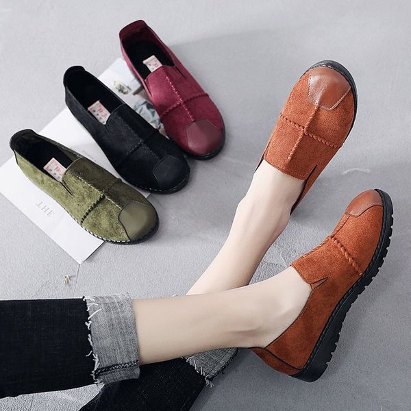 

spring/autumn women shoes flats fashion loafers flock plus size 35-43 casual ladies shoes slip-on breathable zapatos de mujer, Black