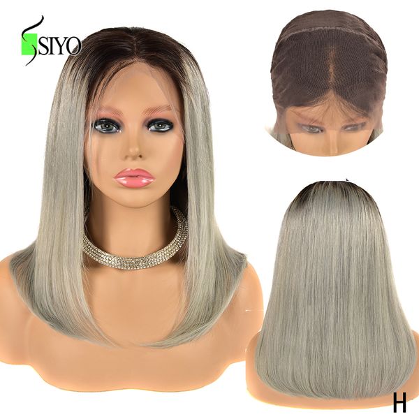 

siyo brazlian straight bob wig 13x4 lace front wig remy human hair 150% pre plucked 613 blonde ombre short bob wigs, Black;brown