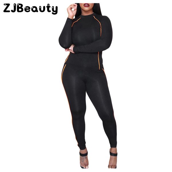 

fashion tracksuit for women fashion 2pcs running sets o-neck long sleeve blouse shirt high waist pencil leg pant sport suit#g4, Black;blue