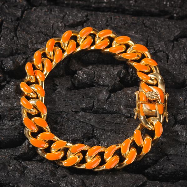 Europa und Amerika Hotdale Buntes Herrenarmband 316L Edelstahl vergoldet Ölgemälde Ketten Armband für Männer Heißes Geschenk