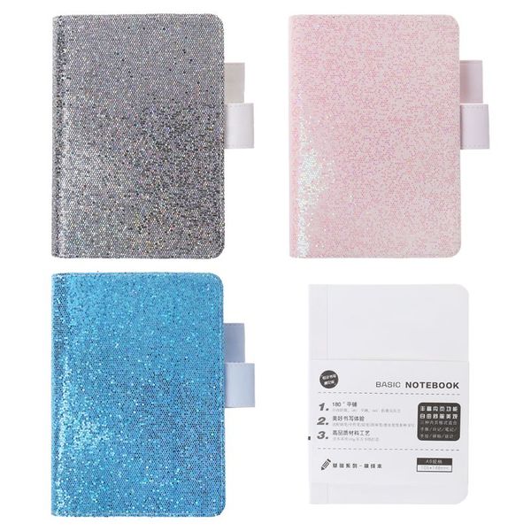 

a6 sequins notebook diary weekly planner journal agenda organizer travelers faux leather cover book school supplies, Purple;pink