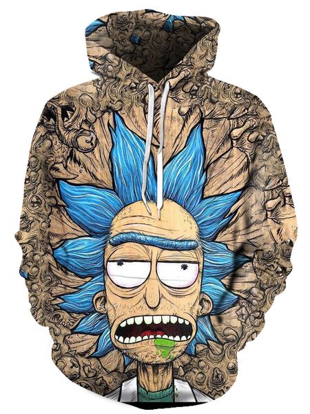 

3d печатных толстовка толстовки ужас клоун толстовка пуловер топы хип-хоп повседневная негабаритных толстовки рик и моди мужчины, Black