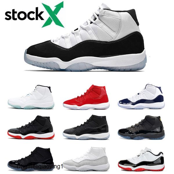 

11 concord high 45 new jumpman 11s xi men women basketball shoes bred space jam gamma blue cap and gown designer trainers, Black