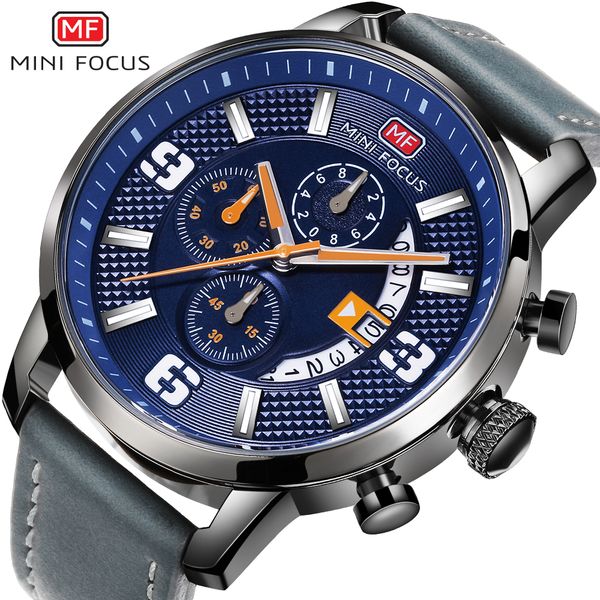

mini focus mens watches brand leather wristwatch analog army quartz time man waterproof clock fashion relojes hombr, Slivery;brown