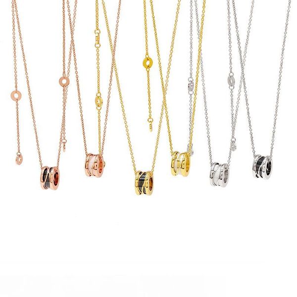 

luxury black white ceramic pendants necklaces women men rose gold silver pendant necklace metal color titanium stainless steel chain jewelry