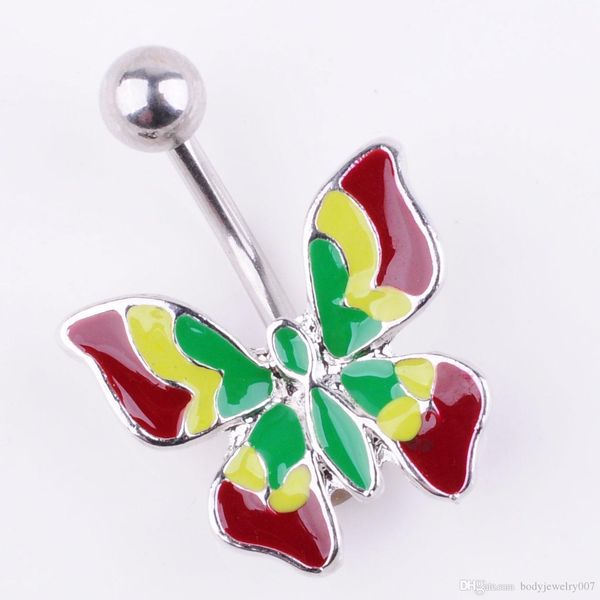 

d0726 (1 color ) new belly rings butterfly dangle belly button rings body piercing navel rings stainless steel bars body jewelry, Silver