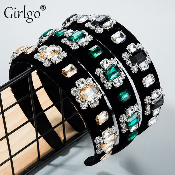 

girlgo мода великолепные стеклянные бархатные повязки для женщин модные блестящие квадратные повязки для волос аксессуары для волос свадебны, Golden;white