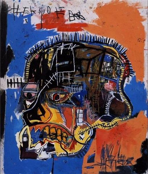 

jean michel basquiat "scull" handpainted & hd print home decor abstract graffiti wall art oil painting on canvas.multi size g60