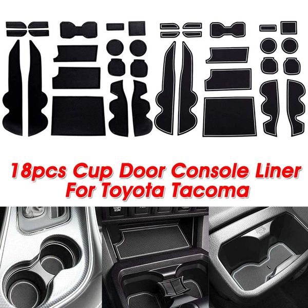 

audew 18pcs/set pvc sticky pad cup bottle holder door phone console liner anti-slip mats anti slip for tacoma 2016-2019