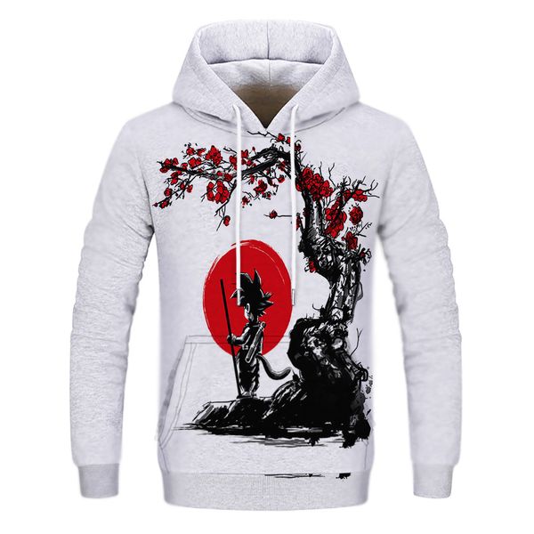 

mens designer cartoon dragon ball 3d digital printing hooded sweater, Black