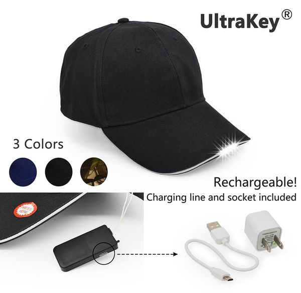 

hands rechargeable led baseball cap light glow bright sport hat for outdoor jogging snapback hats hip hop party holiday, Blue;gray