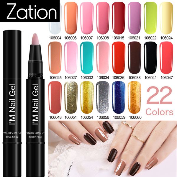 

zation one step 3 in 1 uv led semi permanent gel nail polish pen gel varnishes soak off nails art for manicure uv polish pen, Red;pink