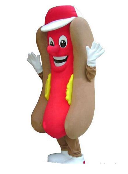 Vendita diretta della fabbrica Adulto Deluxe Deluxe Hot Dog No Mustard Mascot Costume Maschera Fastfood con spedizione gratuita