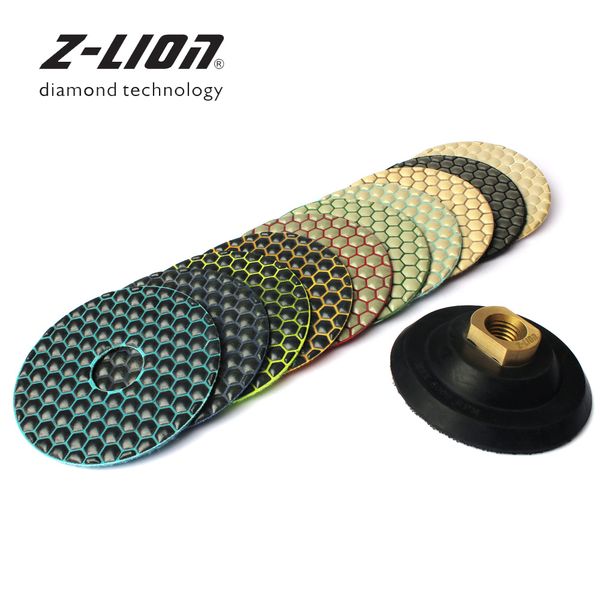 

z-leap 5 " 10шт алмазный полировальный коврик сухого использования гранит мрамор камень шлифовальный диск с 1шт крюк петли резиновый держате