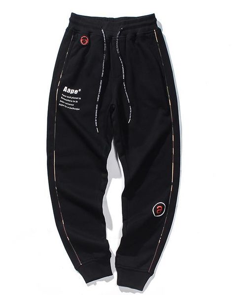 

mens designer luxury casual pants bap letter logo couple fashion tide brand beam foot sports trousers, Black