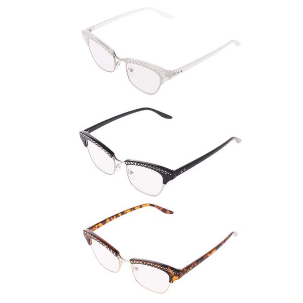 

fashion women cat eye reading glasses crystal rhinestone decoration presbyopic eyewear eyeglasses +1.0 to +3.5 a69f, White;black
